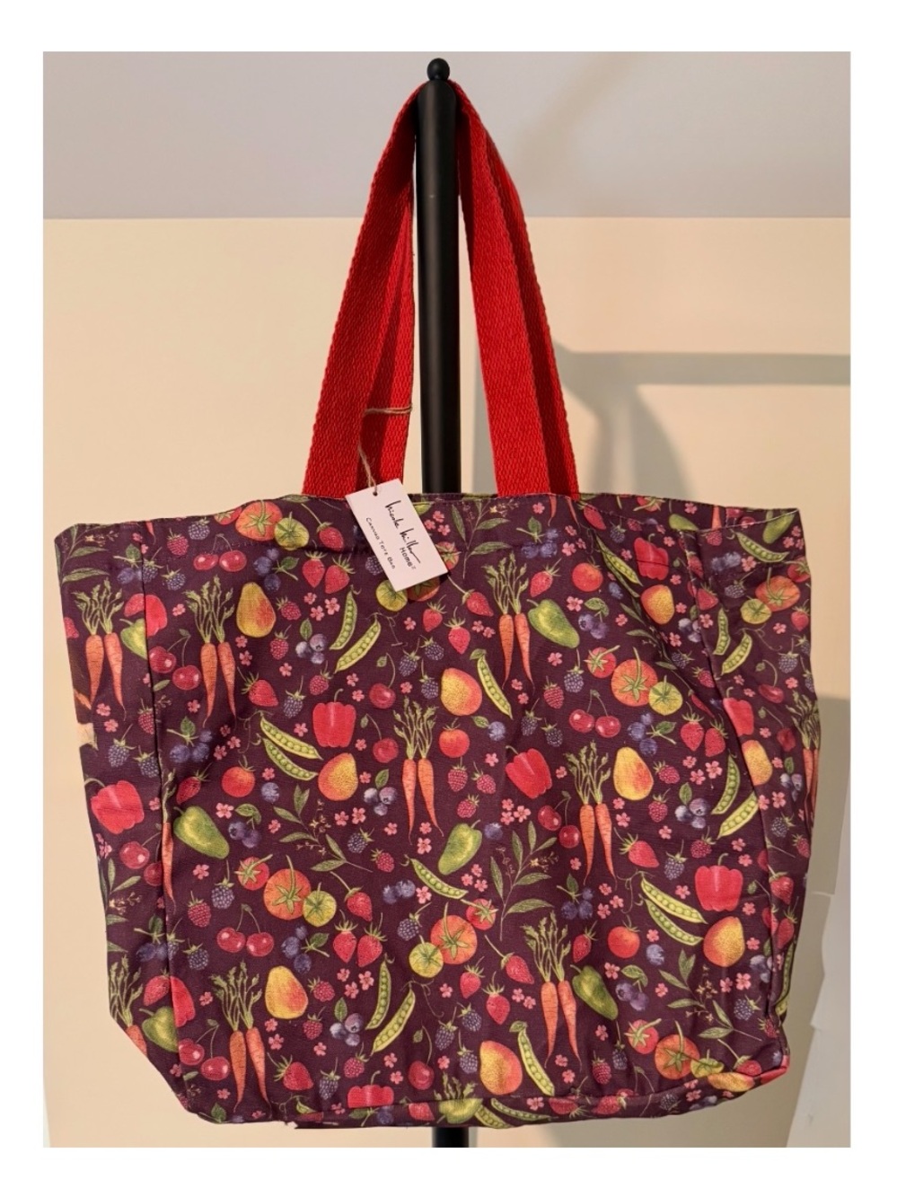 Nicole nwt Miller Purple Vegetable Print Canvas Tote Bag with Handles